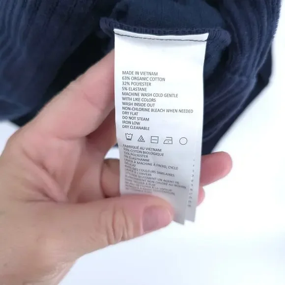 Prana Escambia Half Zip Stormy Night Blue Organic Cotton Velour Leather Pull L - Picture 8 of 15